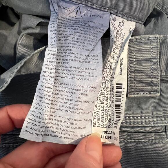 Zara Women’s Trf Cargo Pants Size 10 Light Blue Wide Leg Multi Pocketed - Picture 8 of 9